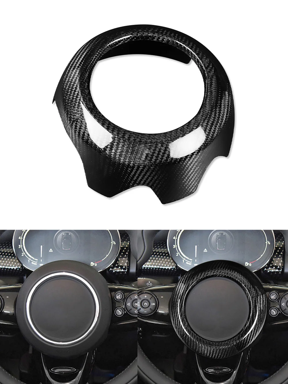 For BMW MINI F Chassis F54 2015+ F55 2015+ F56 2014+ F57 2016+ F60 2017+ Steering Wheel Airbag Housing Dry Carbon Fiber Refit