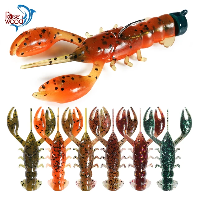 Rosewood Soft Fishing Lures Artificial Shrimp Baits Tpr Crawfish Isca  Lobster Worm Ned Rig Floating Bass