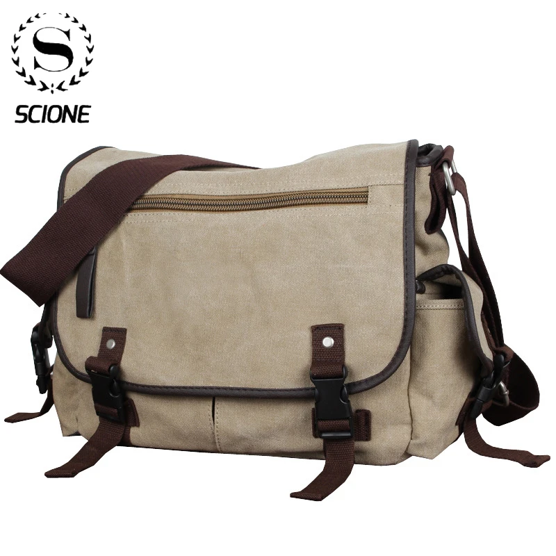 

SCIONE Canvas Men's Messenger Crossbody Bags Large Capacity Casual Backpack Simple Fashion Laptop Pack K481