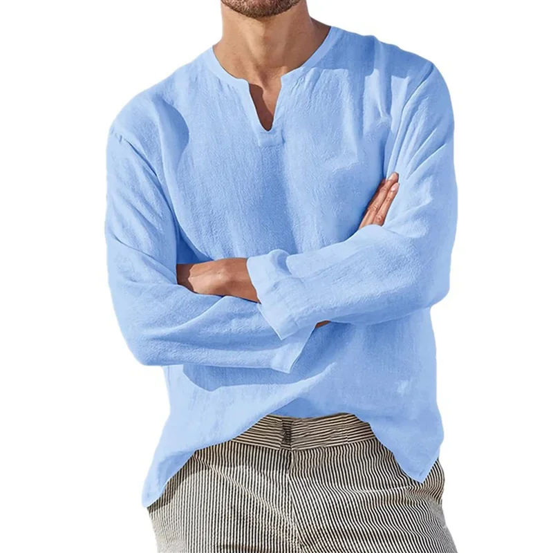 Men' Cotton Linen Shirt Cozy Solid