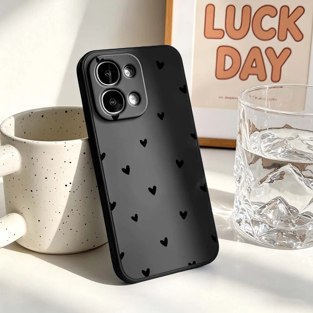Chic Black Heart Pattern Phone Case
