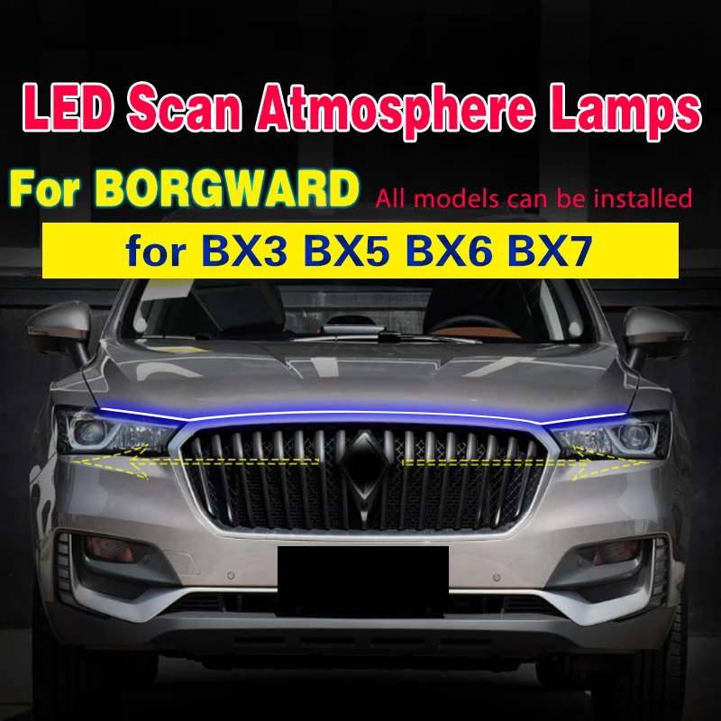 LED 주간 주행 조명 시작 스캔 12V DRL 안개 램프 Borgward BX3 BX5 BX6 BX7 용 방수 유연한 라이트 스트립, 1 개