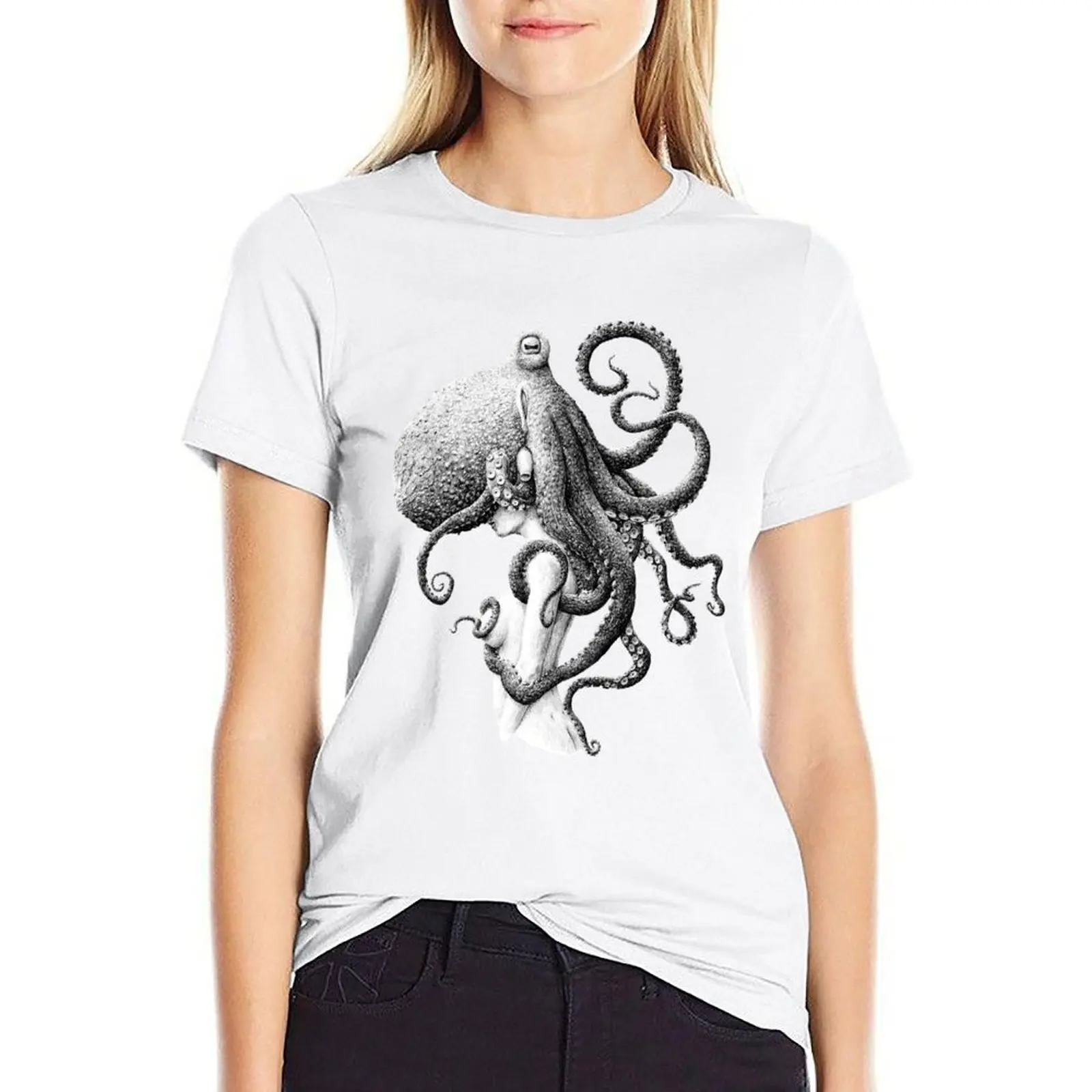 

octopus hairdo T-shirt korean fashion summer clothes t shirt for Women