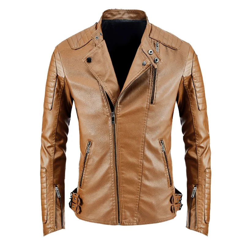 

autumn and winter lapel PU leather jacket men's warm faux leather jacket, motorcycle jacket jaqueta de couro masculino