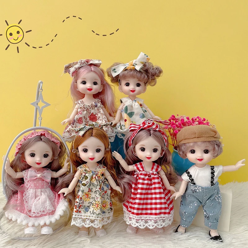 17cm Mini Doll 13 Movable Joint Doll With 3D Big Eyes DIY Toy Doll