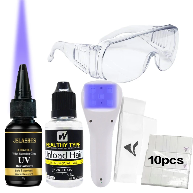 6pcs Wigs Hair Uv Glue Hair Extension Kit Uv Glue Tape hair extension UV Light Gel LED Technology glue Tape set