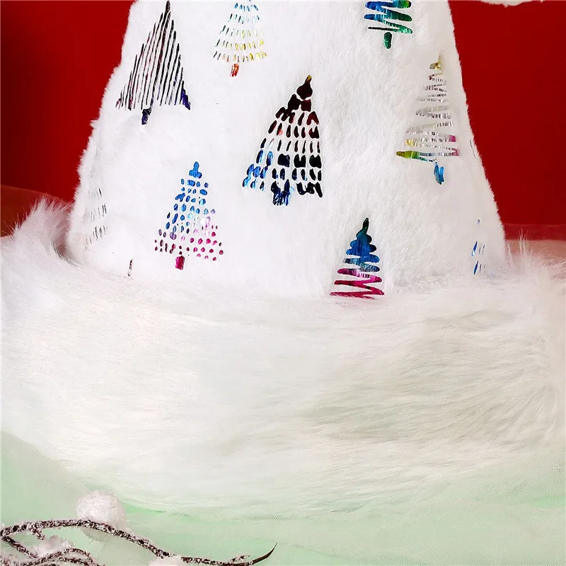 White Soft Plush Christmas Hat Party Snowflake Santa Hats White Xmas Decoration Hat New Year Decoration Holiday Party Supplies