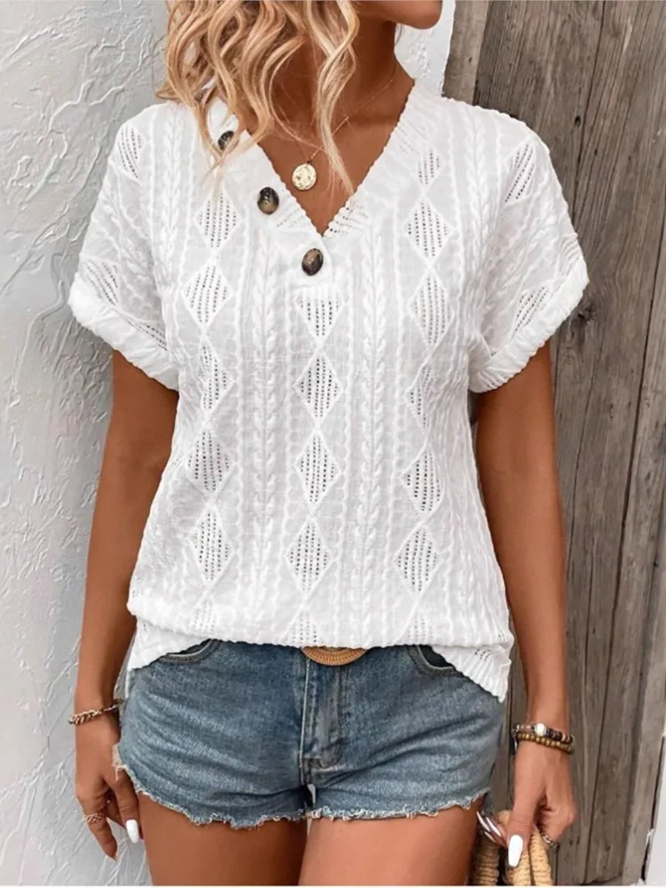 Acquista Canotte T-shirt allentate senza maniche tinta unita con scollo a V casual estivo da donna in Italia a partire da 3.73