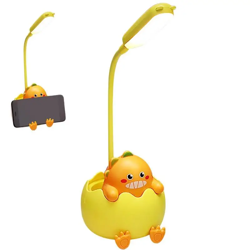 

Desk Lamp With Pens Holder Cute Dinasour Egg LED Desk Lamp For Kids Adjustable Gooseneck Eye Protection Dorm Desk Lamp For Home