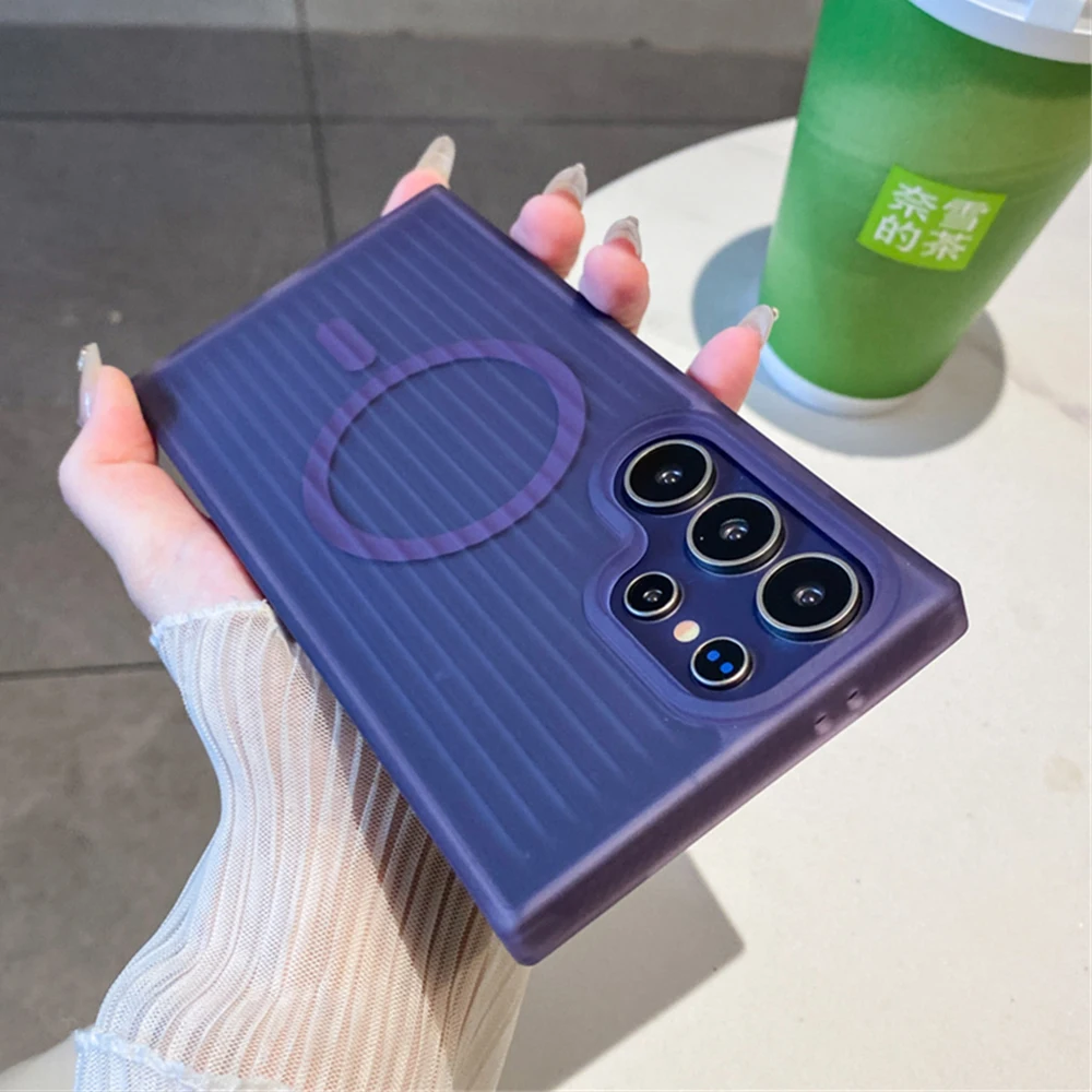 Translucent Frosted Magnetic Phone Case with Corrugated Matte Finish