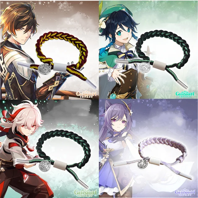 Pulseira Anime Vision Weave para Mulheres, Pulseiras de Impacto Genshin,  Pulseiras de Corrente Ajustável, Braçadeira de