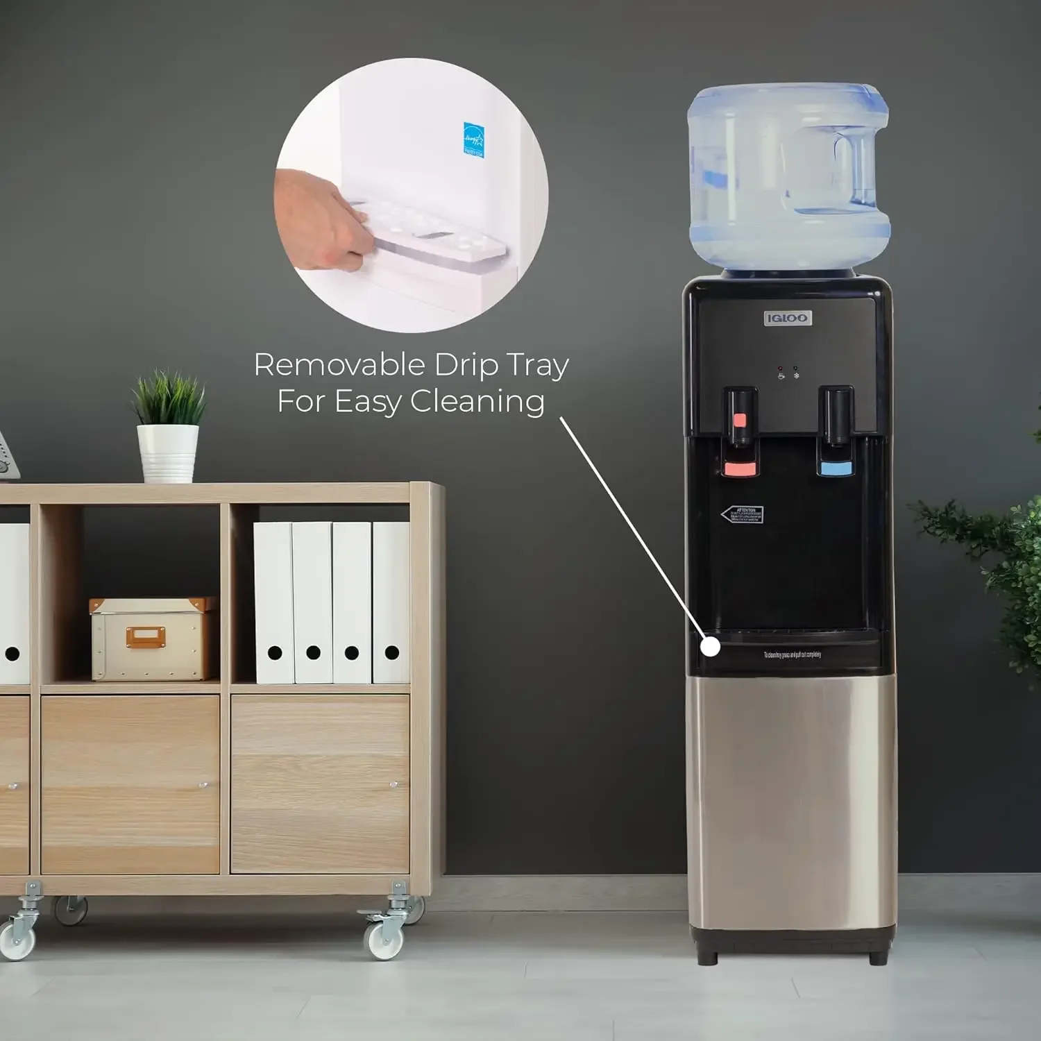 Top Loading Hot and Cold Water Dispenser - Water Cooler for 5 Gallon Bottles and 3 Gallon Bottles - Includes Child Safety Lock - 5