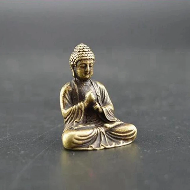 2X Mini Buddha Szobor Bronz Kínai Buddhizmus Tiszta Réz Sakyamuni - Image 4