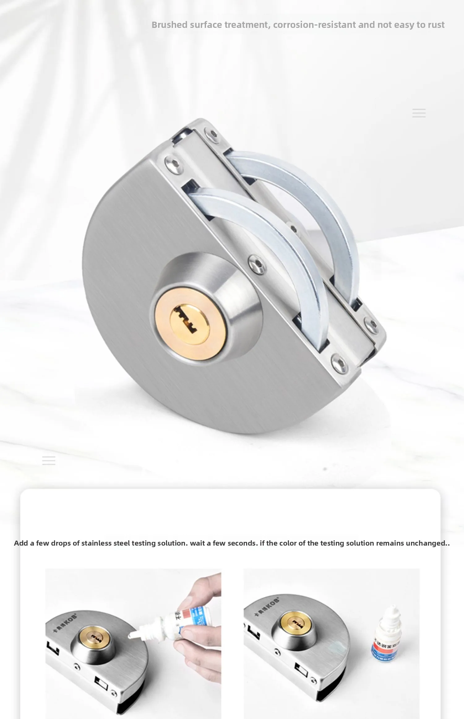 No-Drill 304 Stainless Steel Glass Door Lock Single/Double Door for Tempered Sli