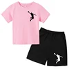 Summer Children's Sports Set Men's and Women's Sports T-shirt Short Sleeve Shorts Leisure Set Gift Preferred 3-13 Years Old 4