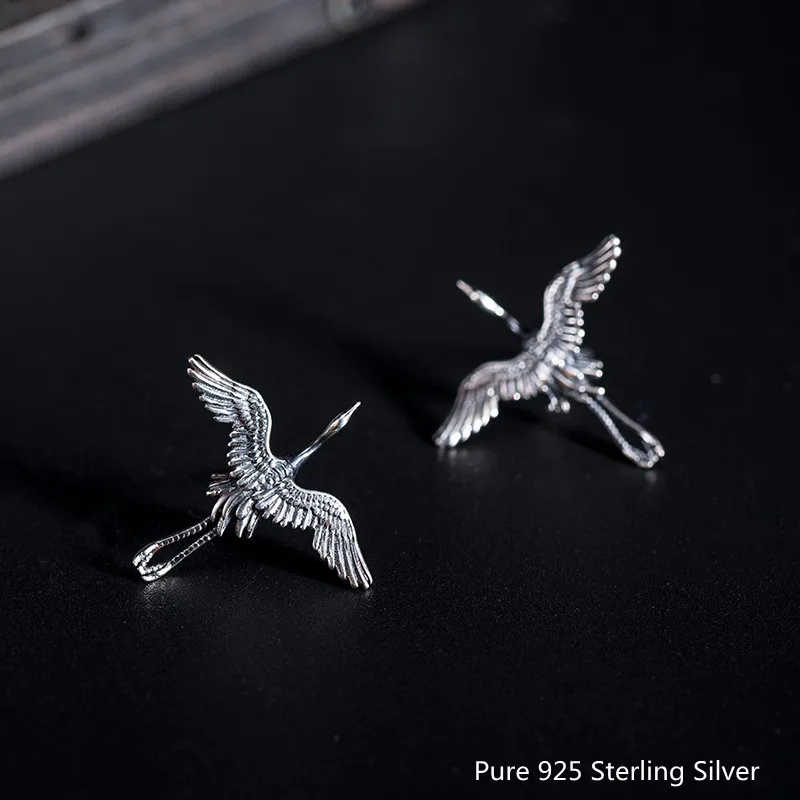 

Buyee 925 Sterling Silver Personality Unique Earring Beautiful Crane Sutd Earring for Woman Man Cute Animal Fine Jewelry Earring