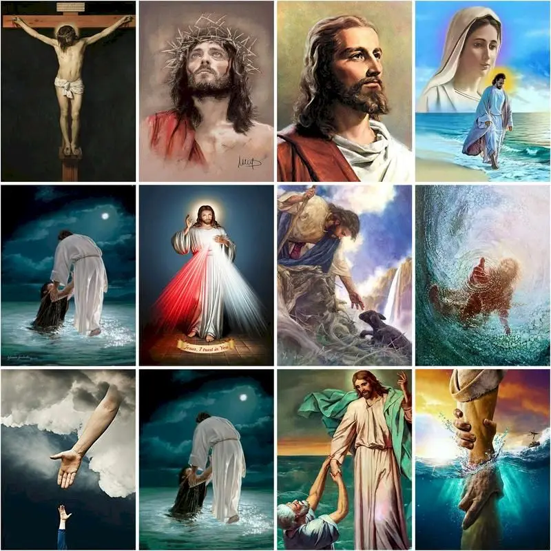 CHENISTORY 5d Diamond Painting Jesus Full Square/Round Diamond Embroidery Mosaic God Religious Figures Pictures Craft Creative diamond painting