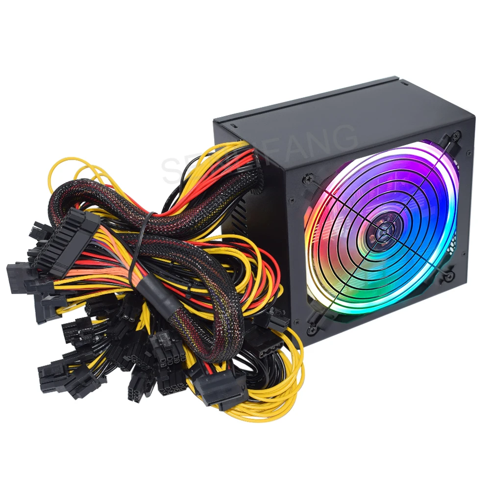 2000W Colorful PSU ATX Gold Mining Power Supply SATA IDE For