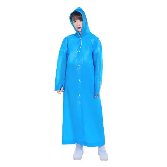 Egyszerű Eső Poncho Eva Kapucnis Esőkabát Vastag Vízálló Tiszta Utazási Ruházat - Image 6