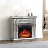 SHYFOY 31.5'' Electric Fireplace with Crushed Diamond Silver Mirror Frame 4