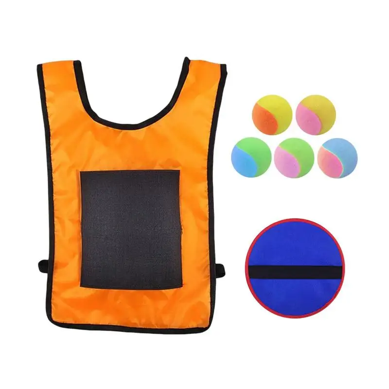 

Sticky Dodgeball Vest Dodgeballs Sticky Vest Set With 1 Vest & 5 Balls Soft Toy Balls Fun Playground Games For Parent-Child