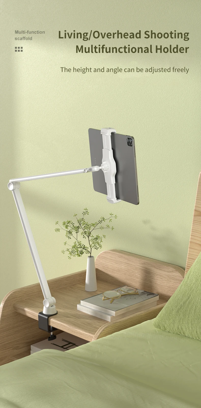 Ledetech Long Arm Clip Phone Holder Stand Tablet Clamp Holder Table