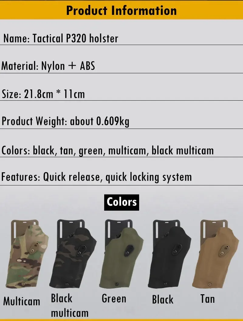 Description Picture 3 of itemP320+X300 Flashlight Holster Tactical Pistol Holsters with QLS Quick Release Shooting Hunting Airsoft Equipment