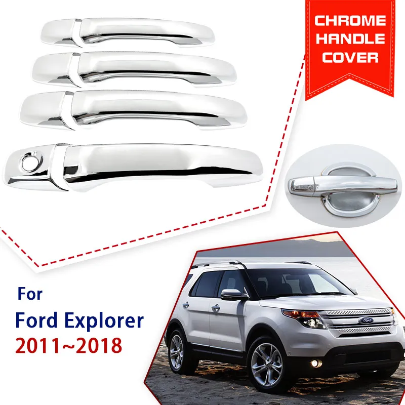 Für Ford Explorer Klassische U502 2011 ~ 2019 Chrome Auto Türgriff  Abdeckung Trim Blcak Scratch Protector Chrom Styling Zubehör - AliExpress