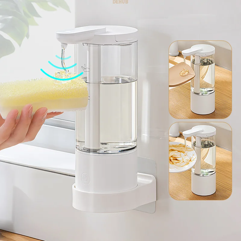 Kitchen 500ml Automatic Liquid Soap Dispenser USB Rechargeable Touchless Hand High Capacity Detergent  Bathroom Dispenser 3