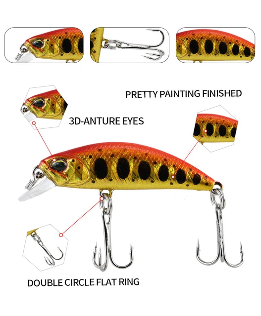 Au Sable Trout Fishing38mm Sinking Minnow Lure - 3.2g Abs Jerkbaits For  Trout & Bass