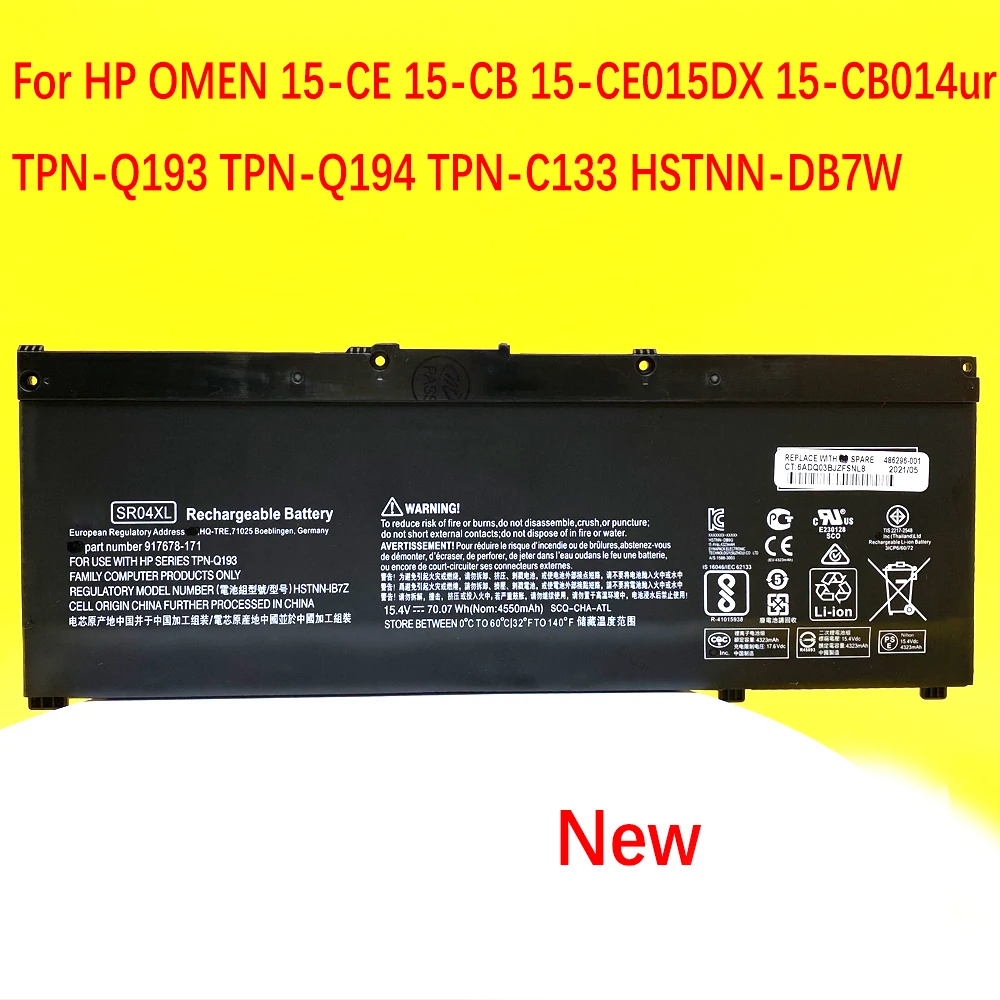 

Новый аккумулятор SR04XL для ноутбука HP OMEN 15-CE 15-CB 15-CE015DX 15-CB014ur