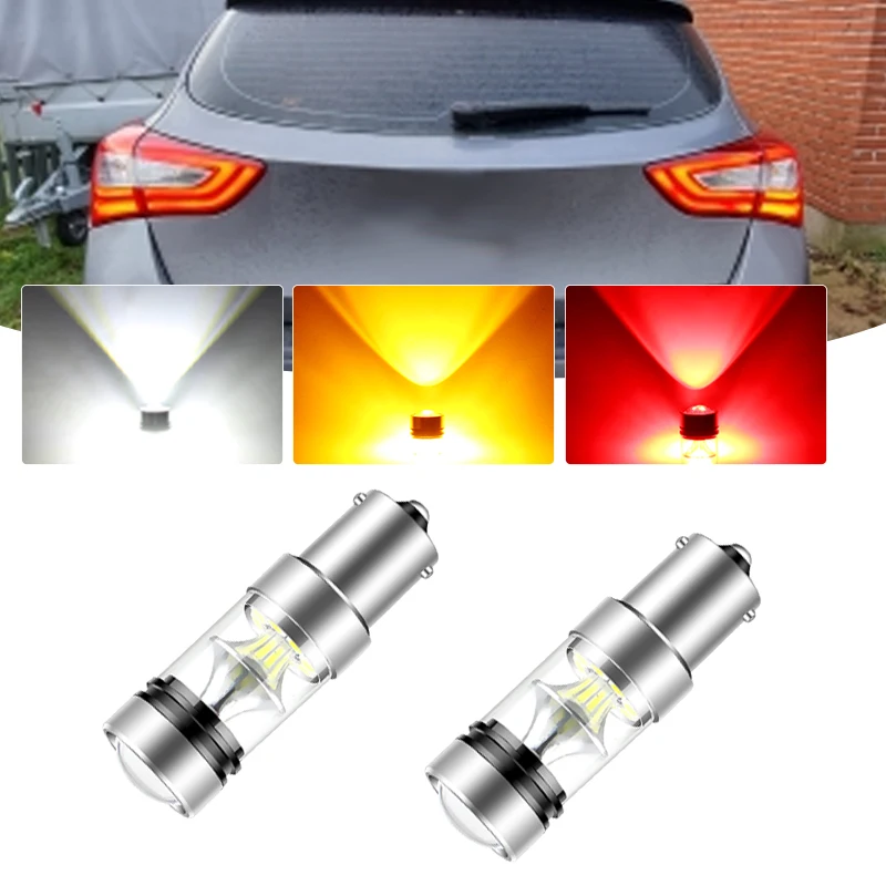 Светодиодная лампа задсветильник хода P21W BA15S 1156 Canbus для Hyundai Accent 1 2 Elantra 3 Kona Matrix Santa Fe Sonata, 2 шт.