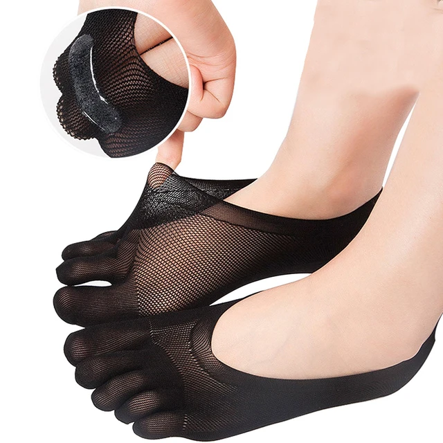 Calcetines de cinco dedos para mujer, medias invisibles ultrafinas con  silicona, antideslizantes, transpirables, antifricción, Verano - AliExpress