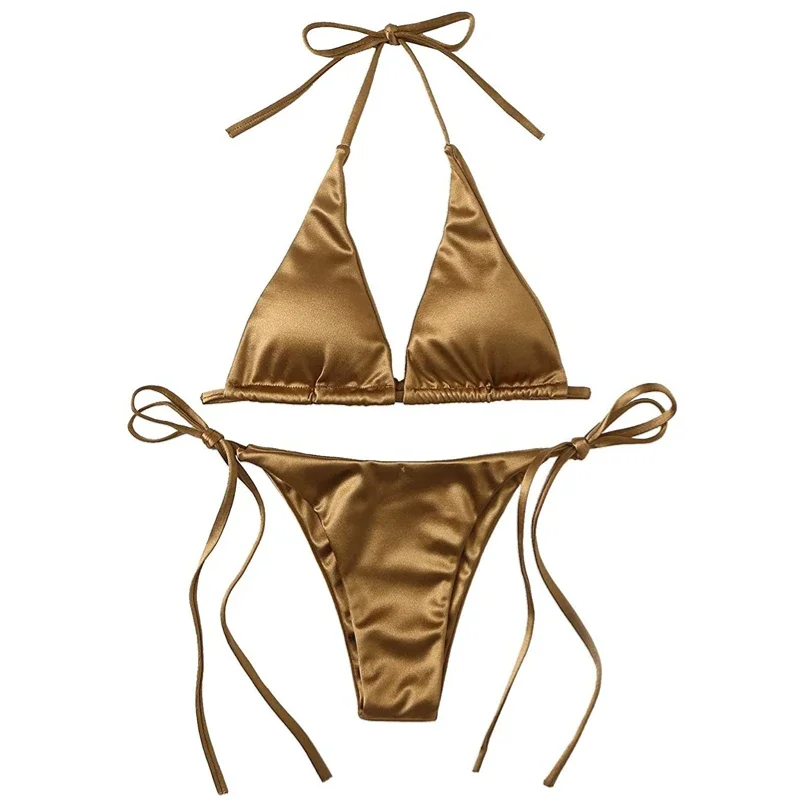 Costume Da Bagno Bikini A Due Pezzi CUPSHE Con Lacci - Triangolare Imbottito, 80% Chinlon 20% Spandex