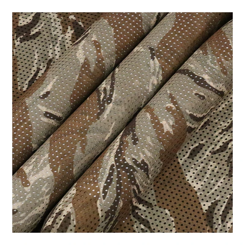 Mesh fabric 120gsm Tiger strip camo camouflage fabric tactical tricot mesh for printed