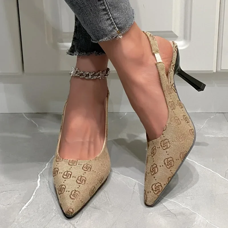 

Brand Designer High Heels Sandals Women 2024 Summer Pointed Toe Ankle Straps Pumps Woman Plus Size 42 Thin Heeled Party Shoes