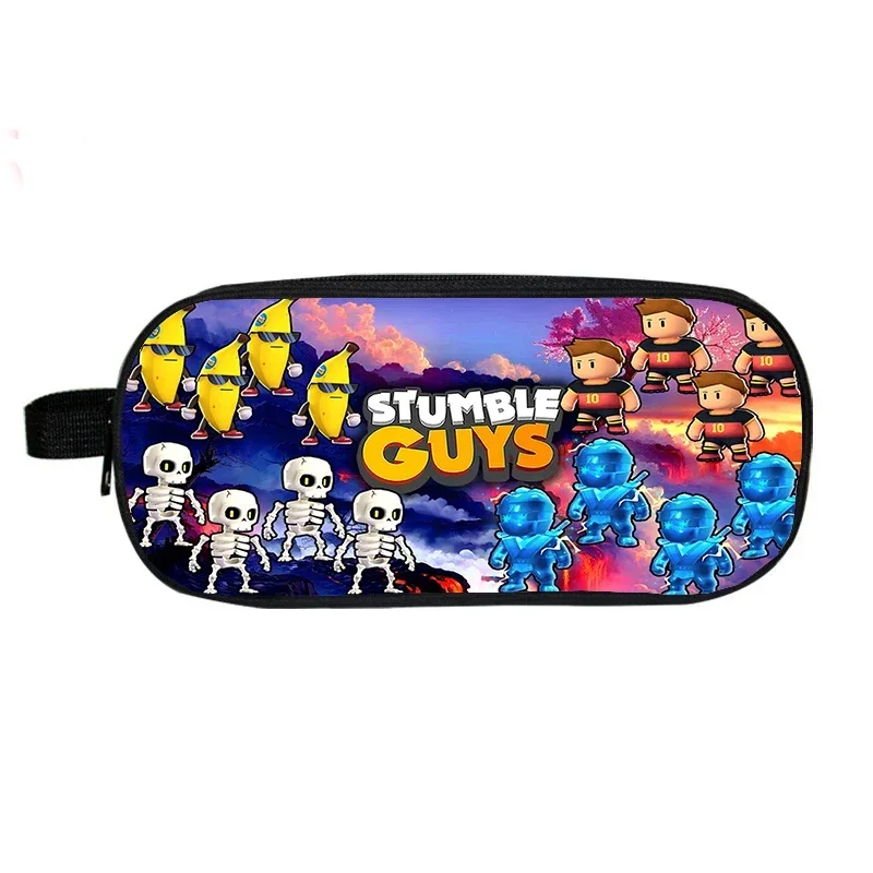 Boys Cartoon Stumble Guys Pencil Case Pen Bag Students Stationery Bag School Pencil Box Students Makeup Box Kids Pencil Pouch 6