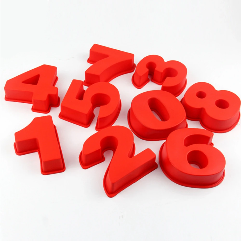 

10 Inch 0-9 Silicone Digital Cake Mold Chocolate Mold Cake Numbers Shape Cake Decoration Tool For Wedding Birthday Anniversary