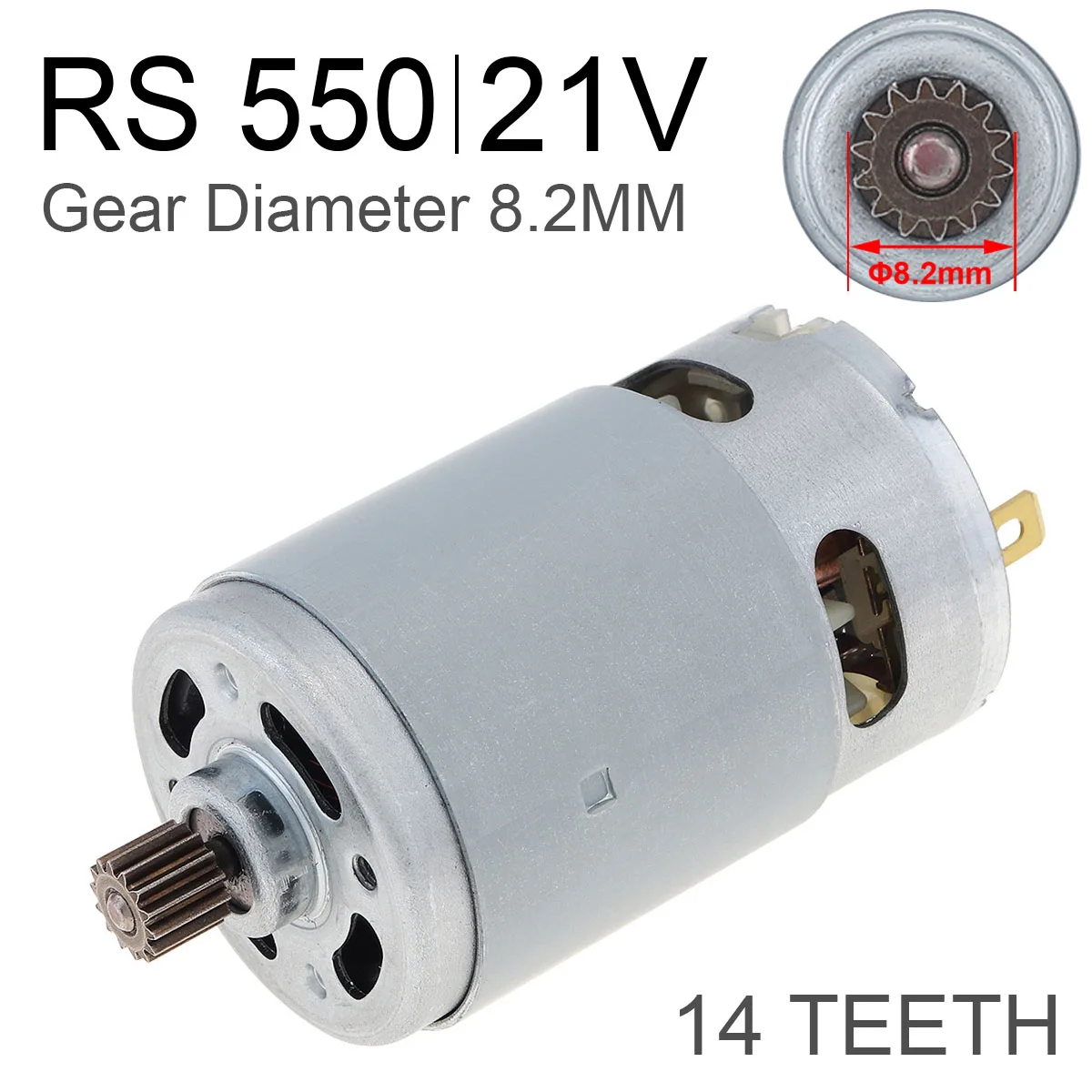 Motore DC RS550 14,4V Con Ingranaggio A 14 Denti – Ricambio Per Avvitatori A Batteria, Trapani E Utensili Elettrici – Riparazione Fai Da Te