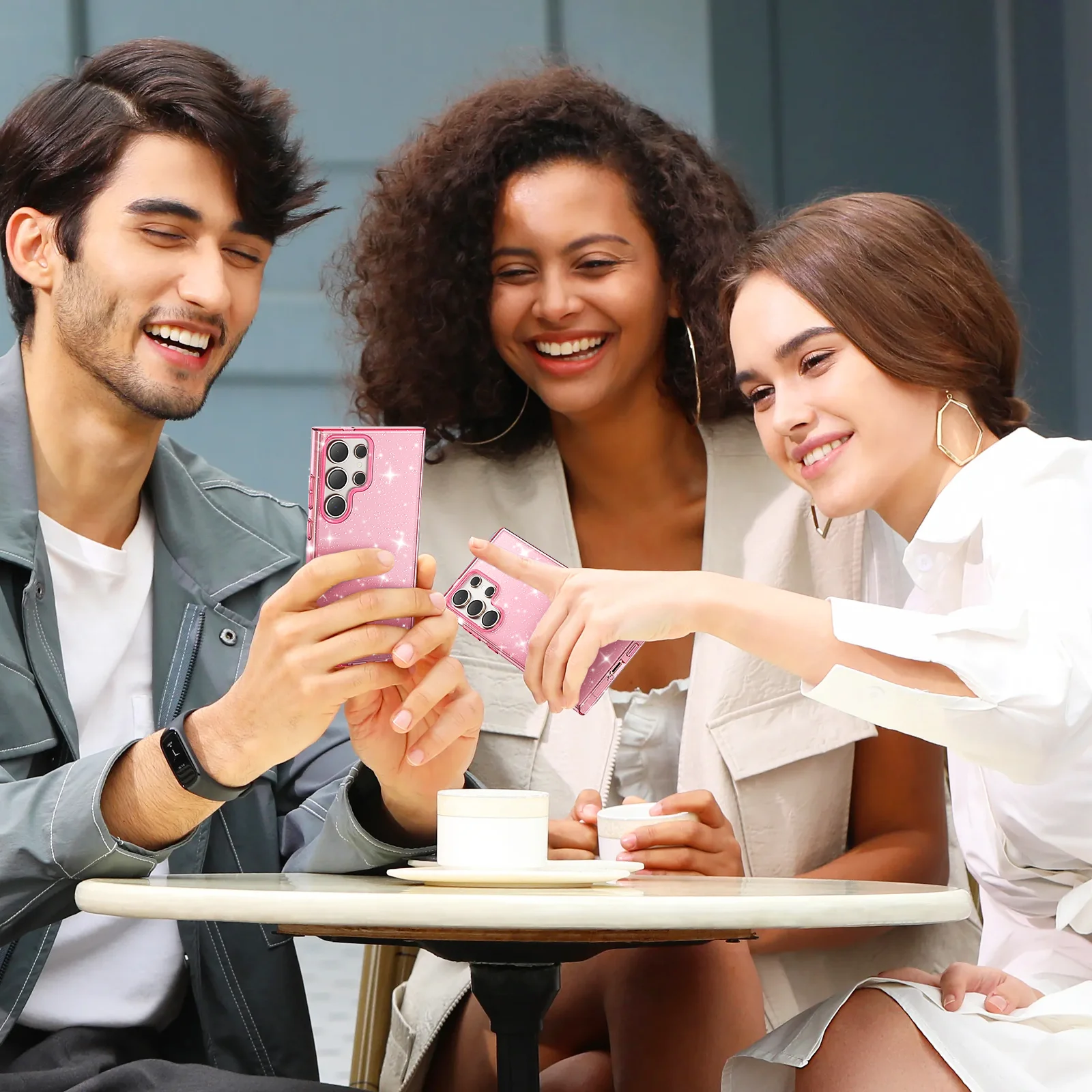 Luxurious Glitter Pink Waterproof and Fall-Resistant Mobile Phone Case