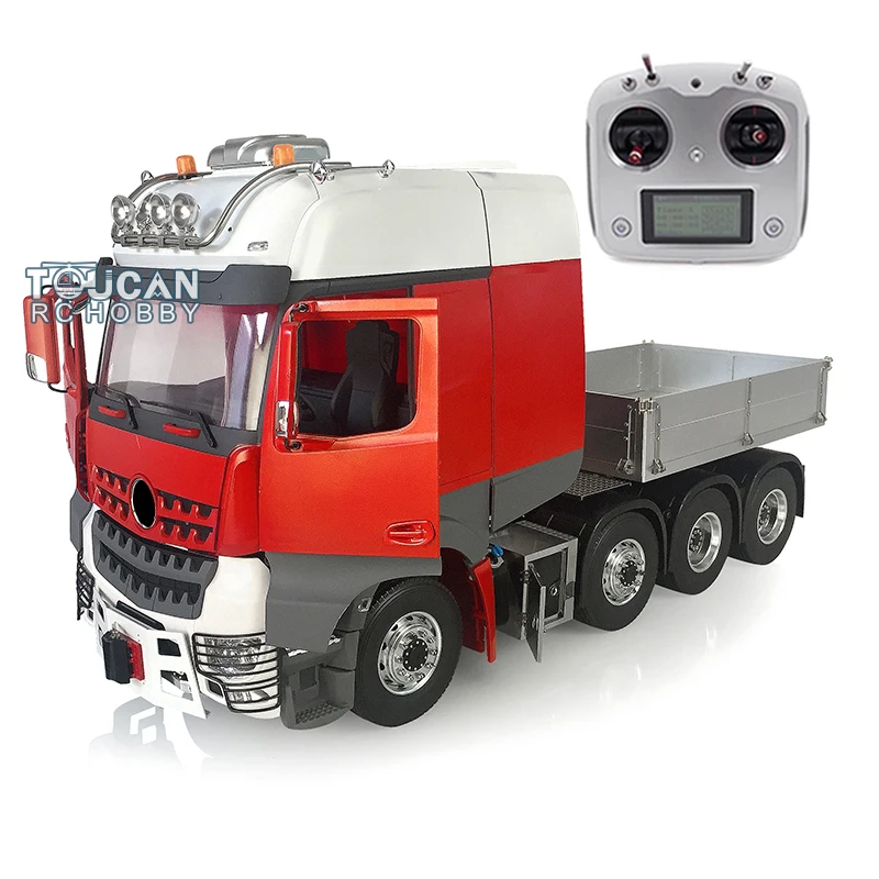 1/14 8*8 LESU RC 3Speed Metal Chassis Tractor Truck Model Painted Cabin W/ Equipment Rack Bucket Light Sound Radio Controller 6