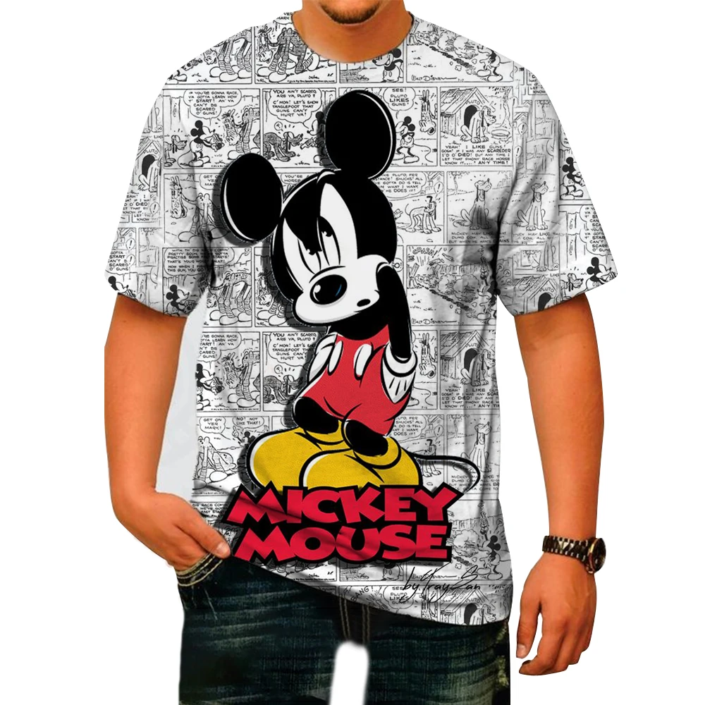 

Vintage T-Shirt For Men Disney Mickey Mouse 3D Printed Casual Round Neck Shirt Quick-Drying Exquisite Oversized Men's Clothing