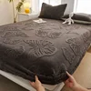 WASART Warm plush elastic fitted sheet mattress protector cover winter coral fleece couple bed linen luxury double bed bedding 1