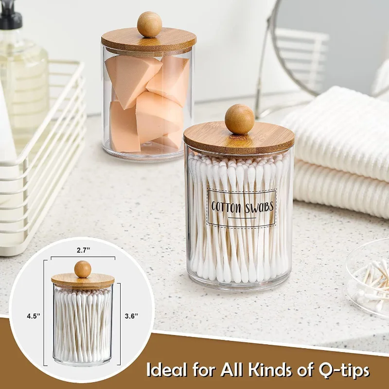 1/2/4 Pieces Qtip Holder Dispenser Bathroom Organizer for Swab,Dental Floss Sticks Holder, Makeup Organizer Round Pads Organizer 5