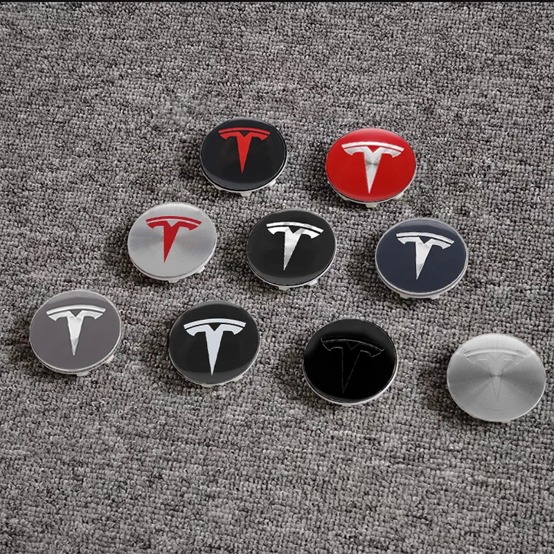 4Pcs 56mm+60mm Car Wheel Center Hub Caps Stickers Auto Rim Cover Accessories For Tesla Model 3 Model S X Y Roadster SpaceX