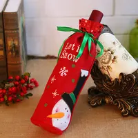 2025 Merry Christmas Table Decorations For Home Santa Claus Smowman Champagne  Wine Bottle Cover Holder Also For Kids Gift Bag 5