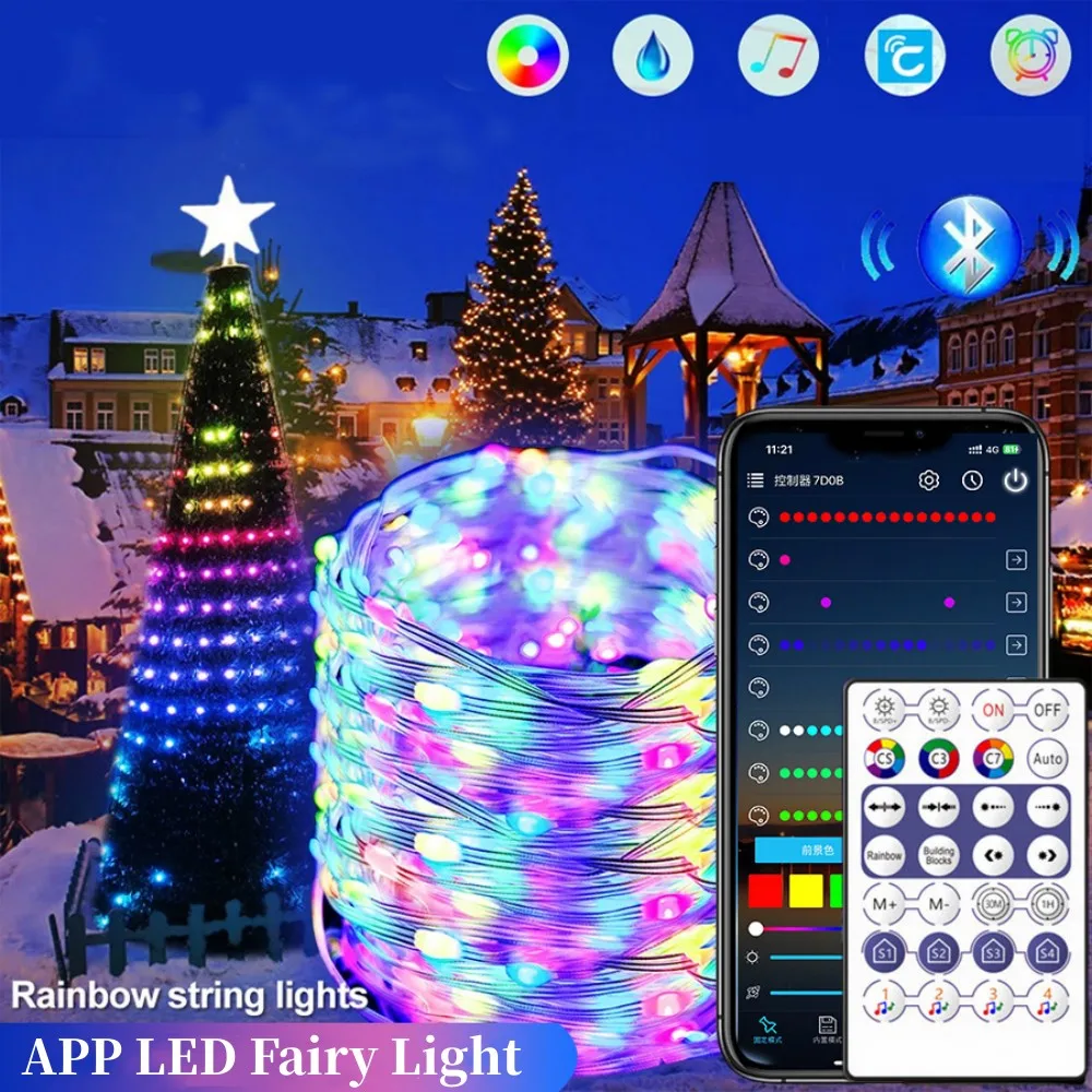 ChristmasLEDStringLightRGBBTAPPVoiceRemoteControlOutdoor