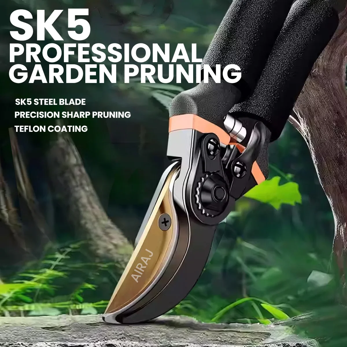AIRAJ – sécateur à lame SK5 de 8.5 pouces, pour bonsaï, arbres fruitiers, fleurs, poignées ergonomiques antidérapantes