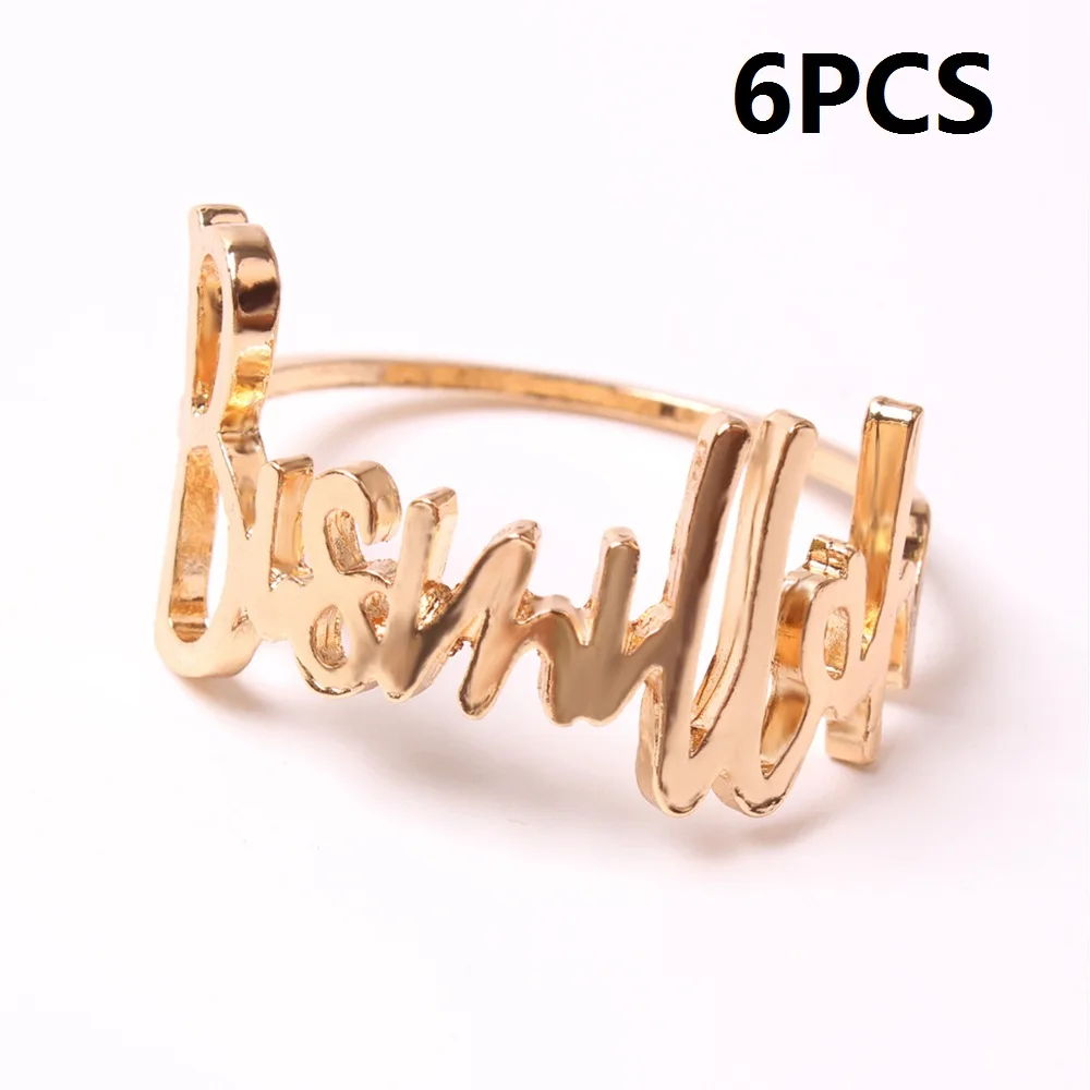 

6/12Pcs Napkin Rings Fashion Zinc Alloy Letter Blessing Napkin Holder for Wedding Restaurant Party Towel Ring Table Decoration