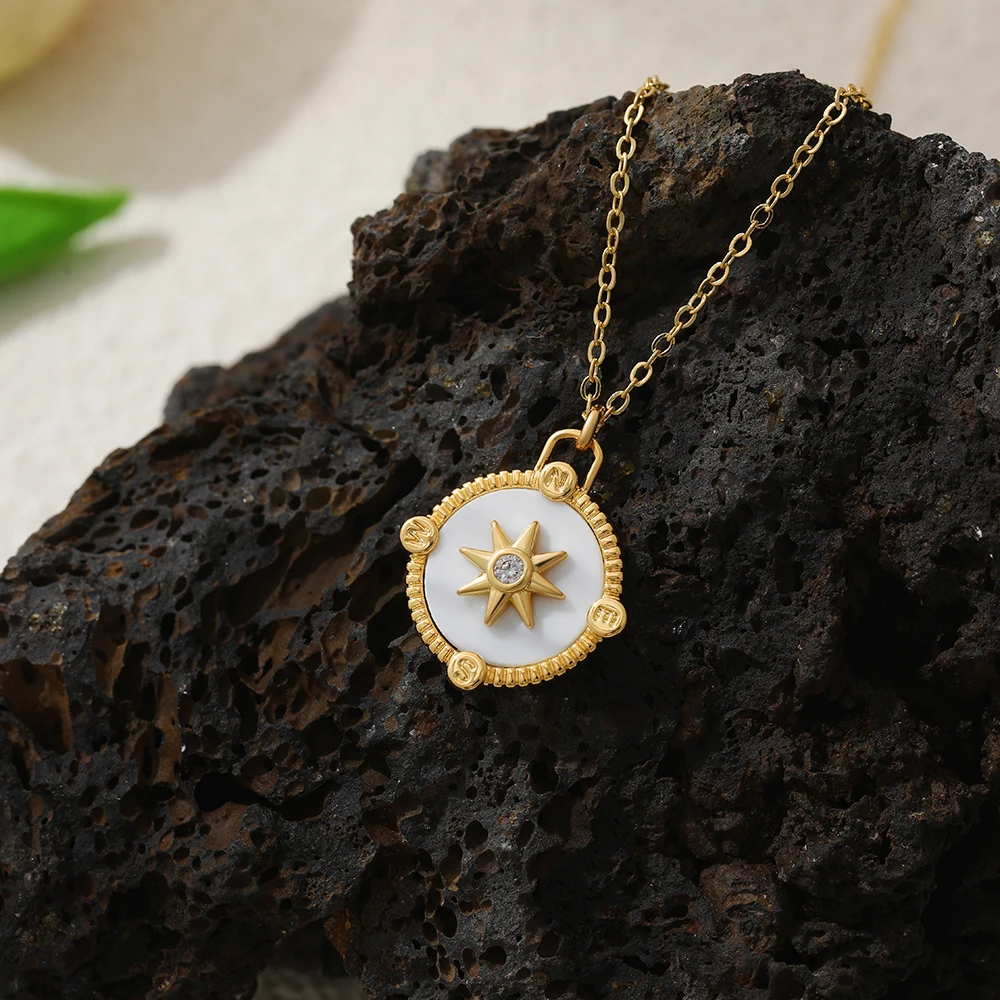 Trendy White Opal Geometric Rotundity Pendant Neckalce for Women Creative Personality Star Neckalces Hypoallergenic Jewelry 2025